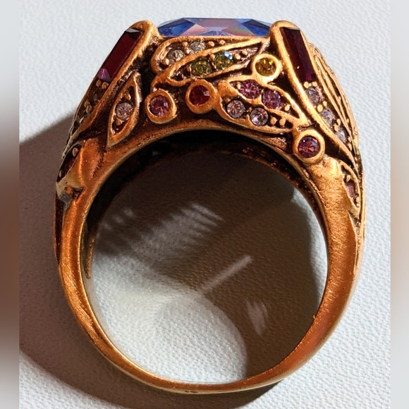 Heidi Daus Vintage Crystal Gold Tone Cocktail Sparkly Statement Ring size 10.5 - Picture 4 of 8
